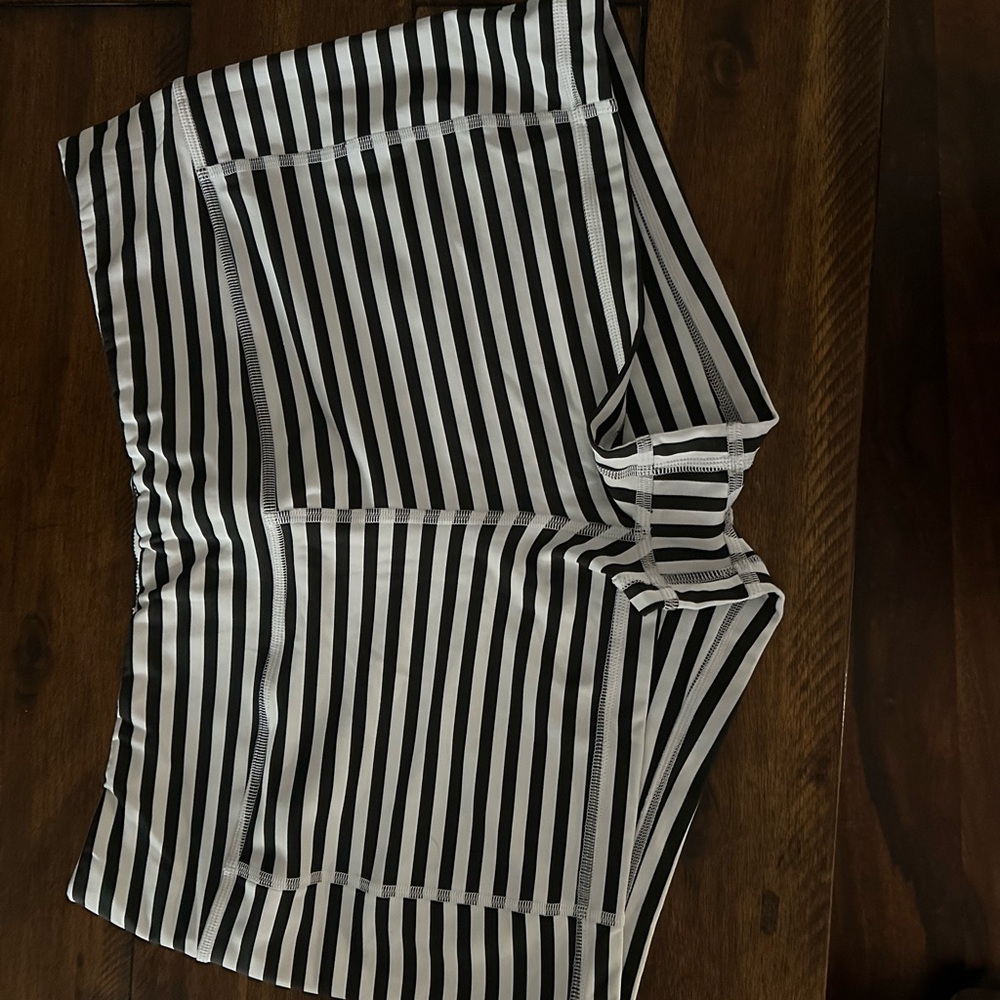 Black and White Striped Reebok Shorts